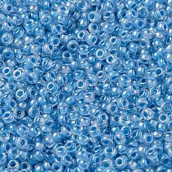 MIYUKIラウンドロカイユビーズ  日本製シードビーズ  15/0  （rr221)スカイブルー裏地クリスタル  15/0  1.5mm  穴：0.7mm  約250000個/ポンド&nbsp;SEED-G009-RR0221