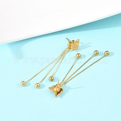 Серьги-гвоздики с кисточками из нержавеющей стали 304 в форме бабочки&nbsp;EJEW-H175-05G