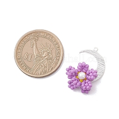 Pendentifs lune et fleur en perles de verre&nbsp;PALLOY-MZ01185-01