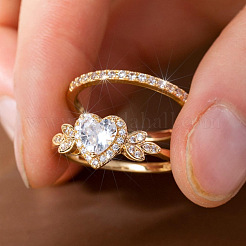 Комплекты колец из сплава с микропаве из кубических цирконий для женщин&nbsp;FS-WGC007F-01