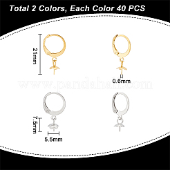 40 шт. 2-х цветная фурнитура для сережек из нержавеющей стали 304&nbsp;STAS-UN0046-30