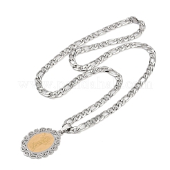 Овальные подвески с узором Virgin из нержавеющей стали 201 для мужчин и женщин&nbsp;LS-NJEW-K283-22G