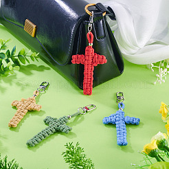 4 pendentif décoratif en fils de coton croisés&nbsp;HJEW-TA00404