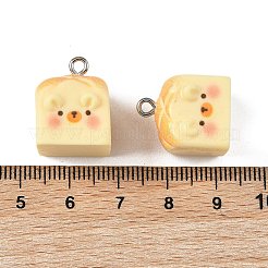 不透明樹脂ペンダント  犬用トーストチャーム  プラチナトーンの鉄ループ付き  レモンシフォン  18~19x15x16mm  穴：2mm&nbsp;RESI-G129-03