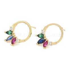 Boucles d'oreilles en laiton avec zircone cubique de micro pave&nbsp;EJEW-G452-01G