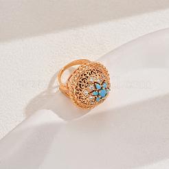 Регулируемые геометрические полые кольца-манжеты из латуни с микропаве из кубического циркония для женщин&nbsp;QD3494-3