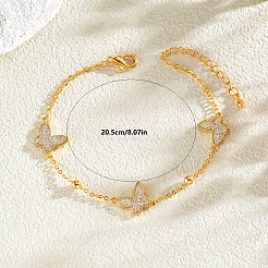 Eleganti bracciali da donna in ottone con catena a maglie a farfalla e micro pavé di zirconi trasparenti.&nbsp;FX8135-1