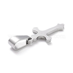 変色しない304ステンレススチールペンダント  クロス  レーザー切断  ステンレス鋼色  19x10x1.5mm  穴：3.5x7mm&nbsp;STAS-L216-39P