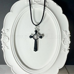 Collares con colgante de cruz crucifija de aleación esmaltada negra de estilo vintage para hombres y mujeres.&nbsp;ZV6035