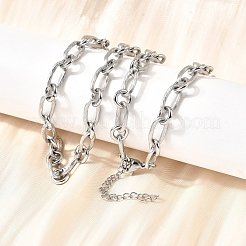 Ожерелья из овальной цепи из нержавеющей стали 304 для женщин и мужчин&nbsp;NJEW-A054-01P