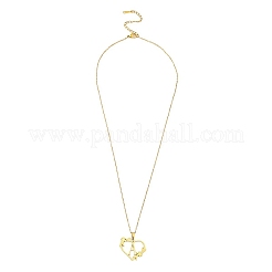 Colliers pendentifs initiales en forme de cœur et de fleur en acier inoxydable 201 pour femmes&nbsp;FS-WG08285-20