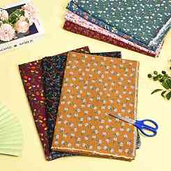 Tela estampada de algodón y lino con diseño floral.&nbsp;AJEW-FZC0003-01A