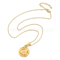 Ожерелья с подвеской в виде розы из нержавеющей стали 304 для женщин&nbsp;NJEW-S439-01A-G