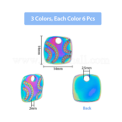 18 шт. 3-х цветные подвески из нержавеющей стали 304 со стразами&nbsp;STAS-DC0014-13