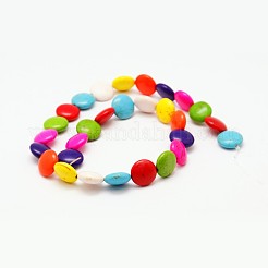 Плоские круглые синтетические бирюзовые бусы пряди TURQ-I022-12x6mm-06