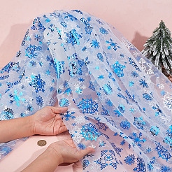 2м полиэстеровая сетчатая ткань со снежинками&nbsp;DIY-WH0622-389