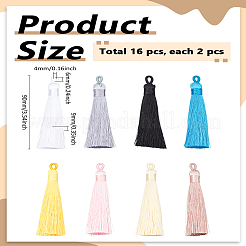 16шт 8 цвета полиэфирная кисточка кулон украшение&nbsp;AJEW-LP0007-15A