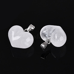 Массивные подвески в форме сердца из натурального кварцевого кристалла&nbsp;G-T143-19A