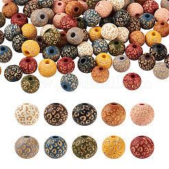 100pcs 10 couleurs de perles en bois naturel peintes&nbsp;WOOD-TA0001-59