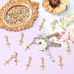 30 colgante de aleación cruzada con rhinestone.&nbsp;HJEW-YW00357