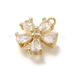 Ciondoli connettore fiore in vetro pavé in ottone&nbsp;KK-M295-17G-02