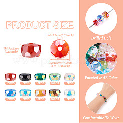 100шт 10 цвета прозрачные стеклянные бусины нити GLAA-TA0001-40