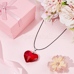 1 collana con ciondolo a forma di cuore in vetro&nbsp;NJEW-BBC0001-29A