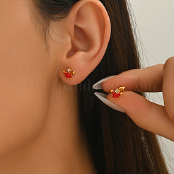 Boucles d'oreilles à tige en acier inoxydable et émail en forme de couronne&nbsp;JB5965-2