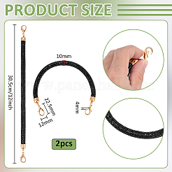 2 Stück runde Taschengriffe aus synthetischem Gummikordel mit Jet-Strass&nbsp;DIY-PH0035-49G
