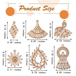 6шт 6 стиля латунные микропаве прозрачные подвески с кубическим цирконием&nbsp;KK-SZ0005-43