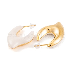 Pendientes de medio aro con esmalte de latón y pepitas para mujer&nbsp;EJEW-G391-20B-G