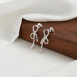 Серьги-гвоздики с бантом из стерлингового серебра STER-P065-11P