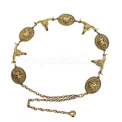 Богемный цепной ремни из сплава с изображением головы крупного рогатого скота и овала с рисунком лошади для женщин FS-WG66674-01