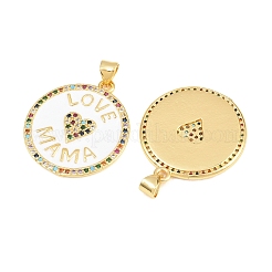 Pendentifs avec zircon cubiques à micro-pavés en laiton&nbsp;KK-D232-16G-01