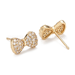 Серьги-гвоздики с бантом из сверкающего кубического циркония для девочек и женщин EJEW-H126-07G