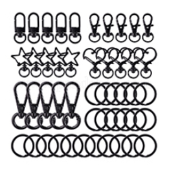 30 шт. 6 стиля поворотных застежек из цинкового сплава и разъемных колец для ключей&nbsp;FIND-PH0024-77