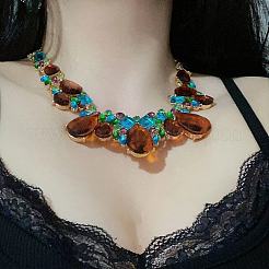 Ожерелья-нагрудники из сплава и стеклянных бусин-капель для женщин FS-WGD1103-01