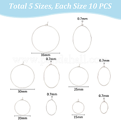 50 шт. 5 стиля латунных сережек-колец KK-UN0004-79