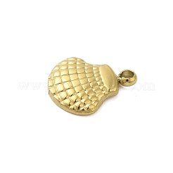304ステンレススチールチャーム  シェルシェイプチャーム  ゴールドカラー  9x7x1.5mm  穴：1.2mm&nbsp;STAS-U023-16G