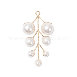 Подвески в виде листьев из круглых бусин с ракушечным жемчугом PALLOY-TA00336