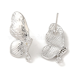 Серьги-гвоздики из латуни с микропаве из кубического циркония&nbsp;KK-K371-16P