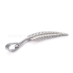 変色しにくい304ステンレススチールペンダント  羽  ステンレス鋼色  46~47x11.5~12x2mm  穴：10x4mm&nbsp;STAS-H110-20P