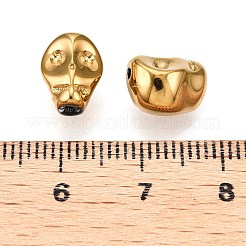 電気メッキガラスビーズセット  スカル  ゴールド  10x8x7.5mm  穴：1mm  約65個/連  25.59''（65センチメートル）&nbsp;EGLA-T021-09P