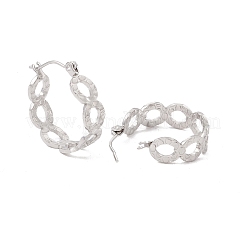 変色しない304ステンレススチール製オーバルラップフープピアス（女性用）  ステンレス鋼色  21.5x20x6.5mm  ピン：0.6mm&nbsp;EJEW-I267-10P