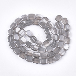フロスト電気メッキガラスビーズ連売り  長方形  グレー  12x10x4mm  穴：1mm  約55個/連  25.1インチ&nbsp;EGLA-S188-02A-05