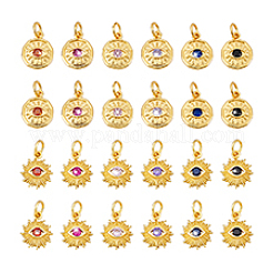 24 шт. 12 стиля латунные подвески с микропаве и кубическим цирконием&nbsp;KK-PH0012-97