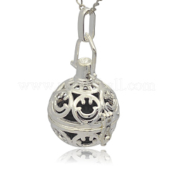 Pendentifs cage creux en laiton plaqué couleur argent&nbsp;KK-J216-11S