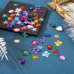Кабошоны из акрила со стразами и плоской спинкой MACR-TA0001-62B