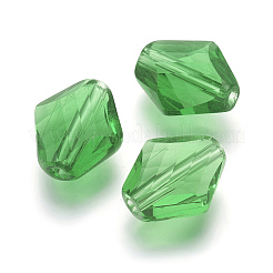 K9ガラス  模造オーストリアクリスタルビーズ  グレードAAA  多面カット  菱形  ライムグリーン  14~14.5x12x5~7mm  穴：0.9~1mm&nbsp;X-SWAR-F080-12x14mm-15