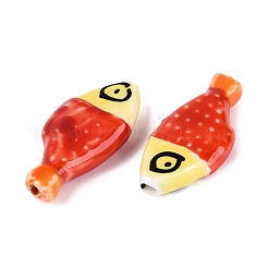 Perles de porcelaine peintes à la main en forme de poisson&nbsp;PORC-N013-06H